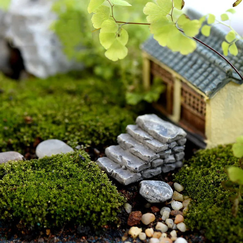 

Gray Stone Step Path Stair Miniature Fairy Garden Home Houses Decoration Mini Craft Micro Landscaping Decor DIY Accessories