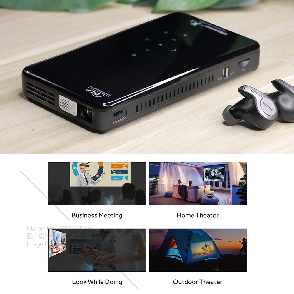 عون جهاز عرض صغير X2 ، الروبوت 7.1OS WIFI (اختياري التحكم الصوتي ، RAM: 2G ROM: 16G) دعم 1080 P ، HDMI ، المحمولة 3D متعاطي المخدرات لا 4 K
