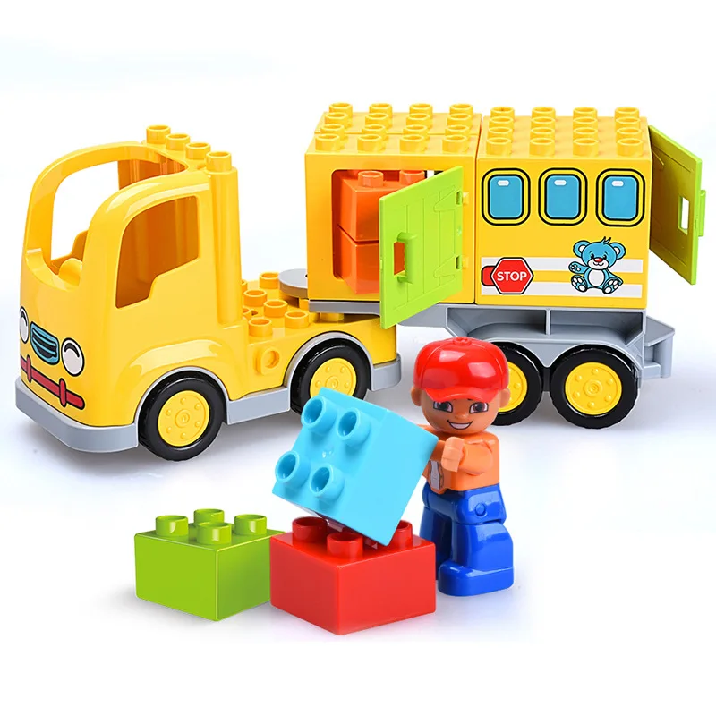 

23Pcs Classic Big Size Building Blocks DIY Cartoon Busy City Model Set Assemble Education Toys Gift For Kids Children Baby Boy