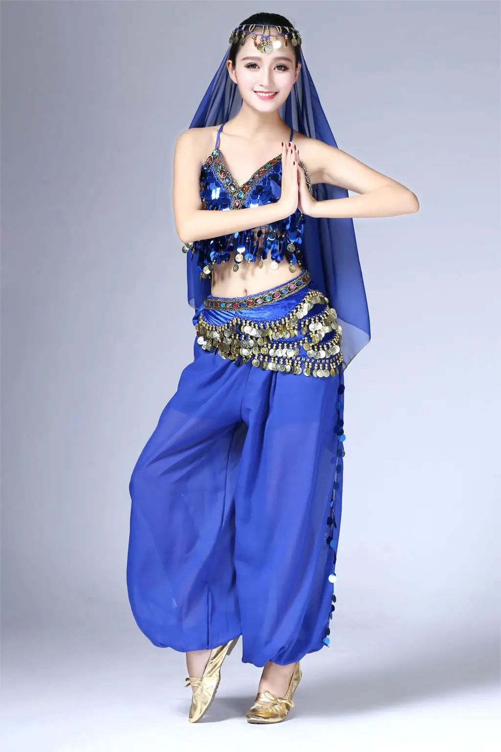 Royal Blue Леди для женщин взрослых танец живота блёстки фестивали выступления сцены индийский танец костюмы широкие брюки - Цвет: Royal Blue