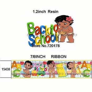 

printed Back to school baby Moana grosgrain ribbon and resin sets 7/8inch 50yard ribbon and 50pcs resin 1 sets REB183