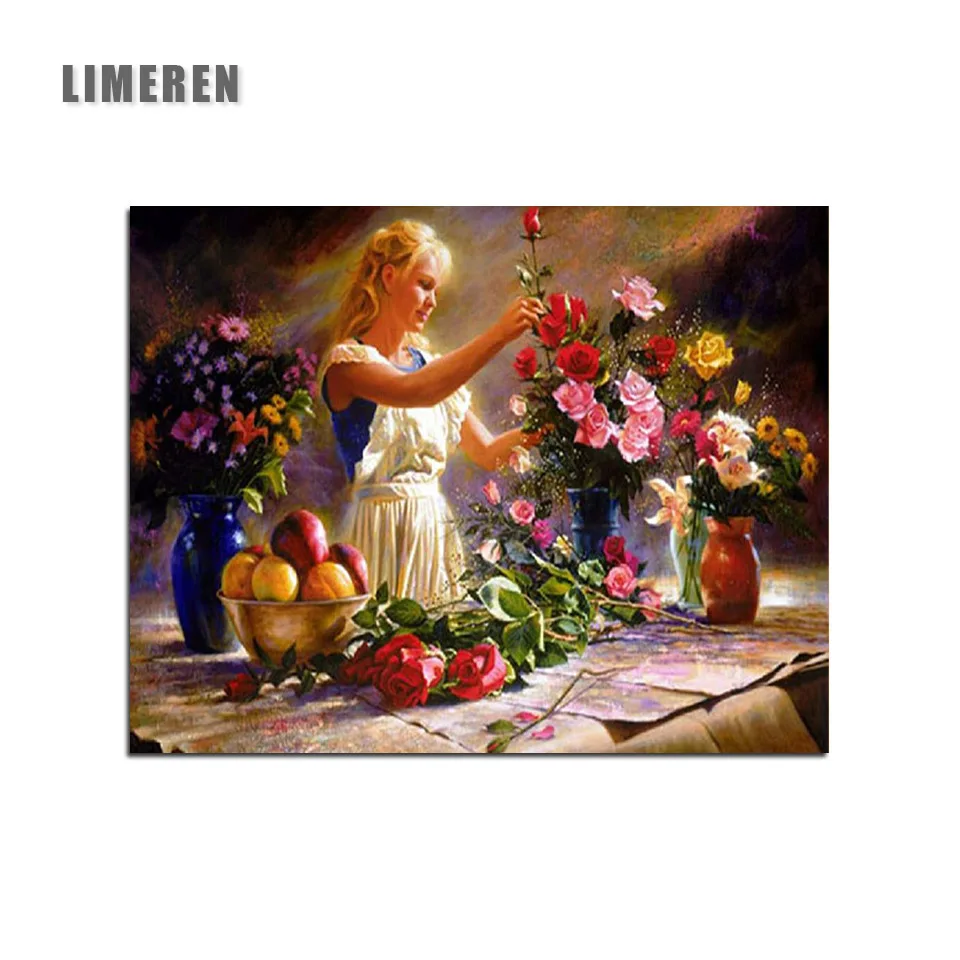 

Flowers Ikebana Lady Pictures Oil Coloring By Number On Canvas Drawing Painting By Numbers For Adults Unique Gift Home Decor