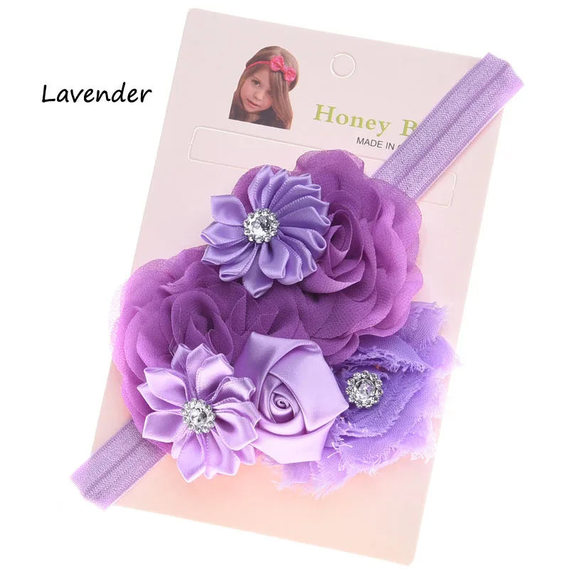 1 шт. потертый Детская повязка на голову волосы цветы ободки для волос для новорожденных, бантики, аксессуары для волос луки наряд для фотосессий - Цвет: Lavender