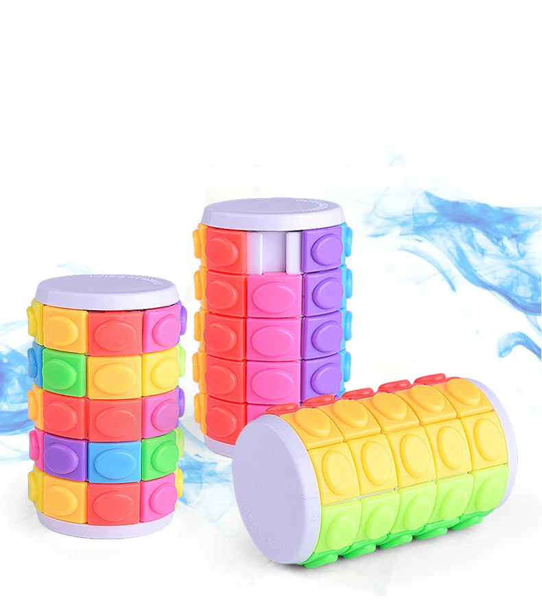 5th Order 3D Rotate And Slide Stress Cube Puzzle Toy Rainbow Color Cylinder Sliding Puzzle For Autism And Stop Stress