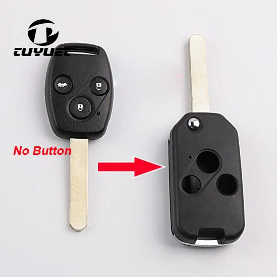 BLANK 3 BUTTONS MODIFIED FLIP FOLDING REMOTE KEY SHELL FOR HONDA ACCORD CRV CIVIC ODYSSEY