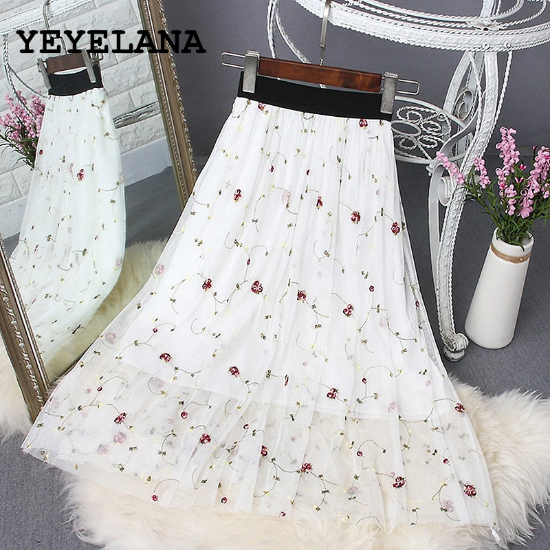 Yeyelana женские Повседневная юбка 2019 Лето Boho элегантный винтажный вышитый с