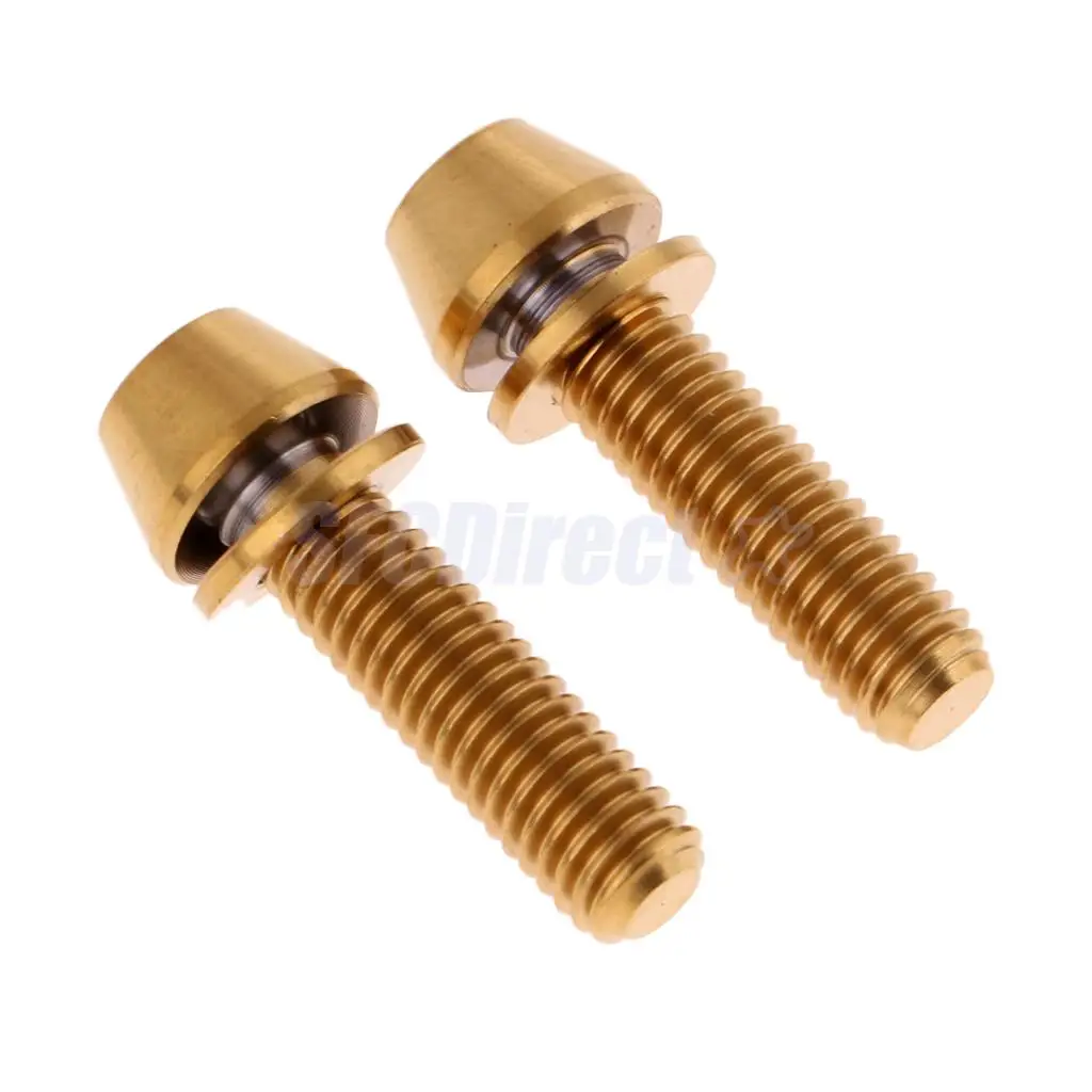 2 Pieces High Strength Titanium Alloy M5x16 M5x18 M5x20mm Cycling Bicycle Mountain Bike Bolts Tapered Head Screw + Washer Gasket
