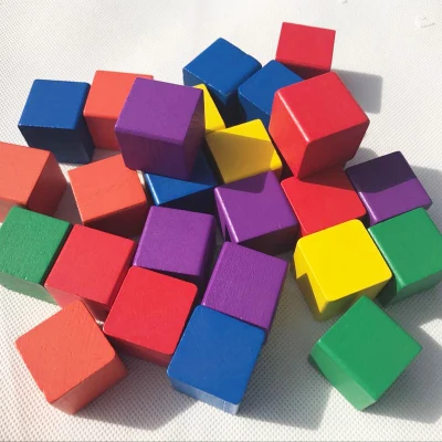 Монтессори 100 шт красочные деревянные складные строительные блоки квадратные кубики деревянные блоки для детей Обучающие Развивающие игрушки - Цвет: 2.5cm 100pcs