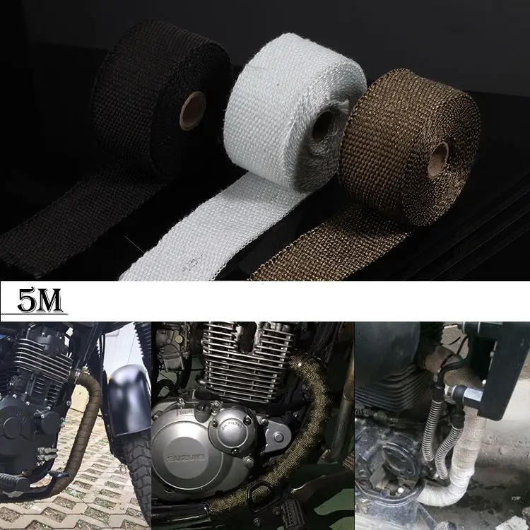 5m Black Brown Exhaust Pipe Wrap Heat Protective Fireproof Cloth