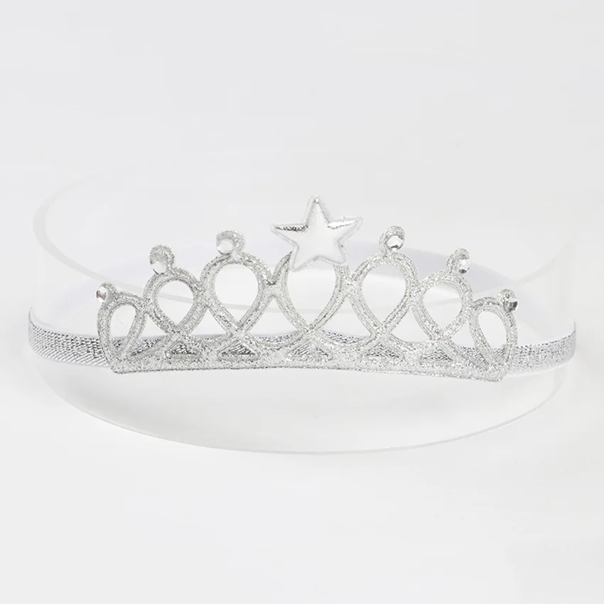 Tiaras Корона милые детские аксессуары для волос, Товары для новорожденных фотографии реквизит повязки на голову для девочек подарок для младенцев высокого качества - Цвет: Серебристый