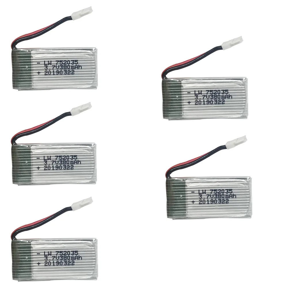 Lipo батарея для Hubsan X4 H107 H107L H107D JD385 JD388 3,7 в 380 мАч батарея для радиоуправляемого вертолета игрушка часть 752035 3,7 в