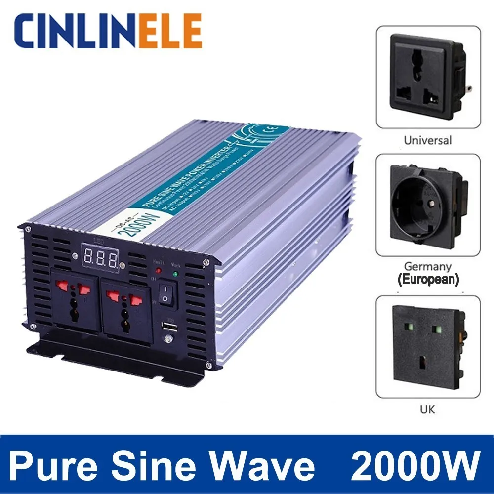 

Smart Pure Sine Wave Inverter 2000W CLP2000A DC 12V 24V 48V to AC 110V 220V Smart Series Solar Power 2000W Surge Power 4000W