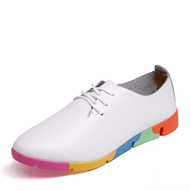 MCCKLE/Новинка; женская обувь на плоской подошве со шнуровкой; обувь ярких цветов на платформе; сезон весна-осень; женская модная повседневная обувь; женская обувь; большие размеры - Цвет: White