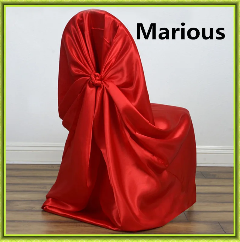Free shipping hot selling fancy 100pcs satin chair cover with tie back for weddingsatin chair