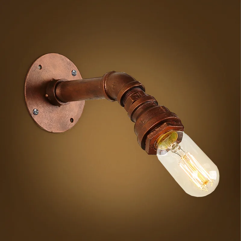 

vintage Water pipes rion wall lamp with Edison bulb E27 retro RH loft balcony hallway wall lights N1200