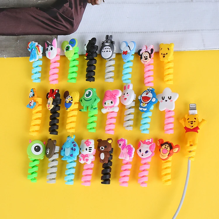 

20pcs Cartoon Spiral Cable Protector Data Line Cord Protector Protective Case Cable Winder Cover For iPhone USB Charger Cable