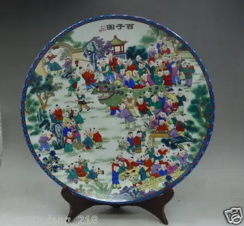 

10 inch Chinese Famille Rose hand-painting 100 children Porcelain big Plate