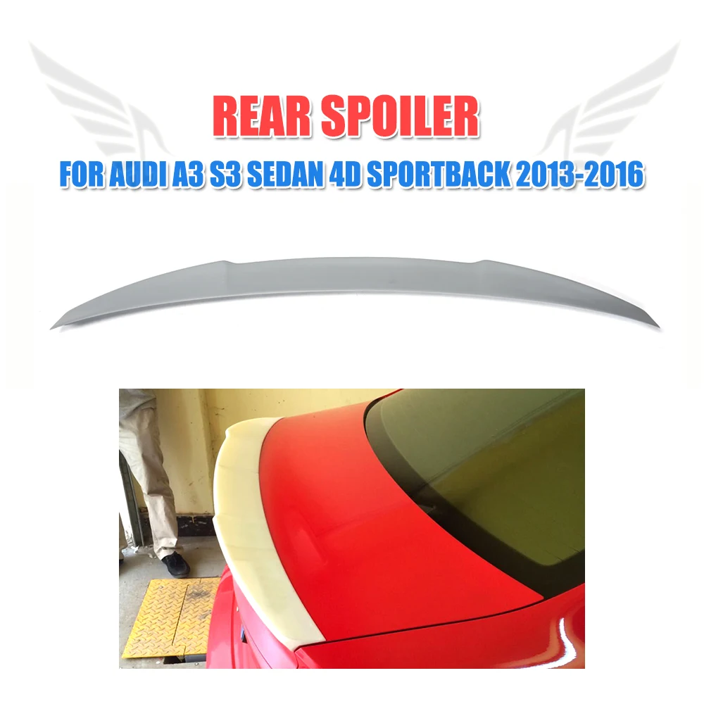 

For Audi A3 Standard S3 Sedan 4 Door 2013 - 2016 Rear Boot Lip Spoiler Wing FRP Grey / Carbon Fiber Trunk Sticker Custom Spoiler