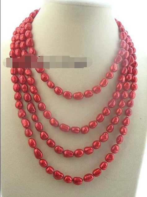 HOT## Wholesale FREE SHIPPING &gtfreshwater pearl red baroque necklace 65&quot nature | Украшения и аксессуары