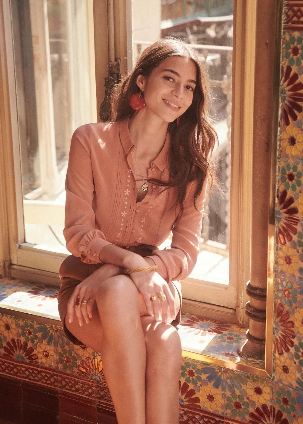

2019 New Style 100% Silk Women Sweet Joda shirt French Style Shirt Top