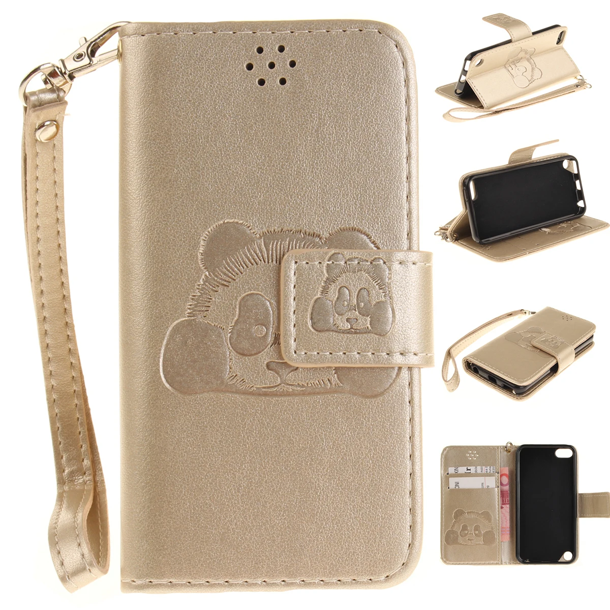 PU Leather Card Slot Wallet Flip Stand Cover Case For iPod Touch 5th 6th Gen