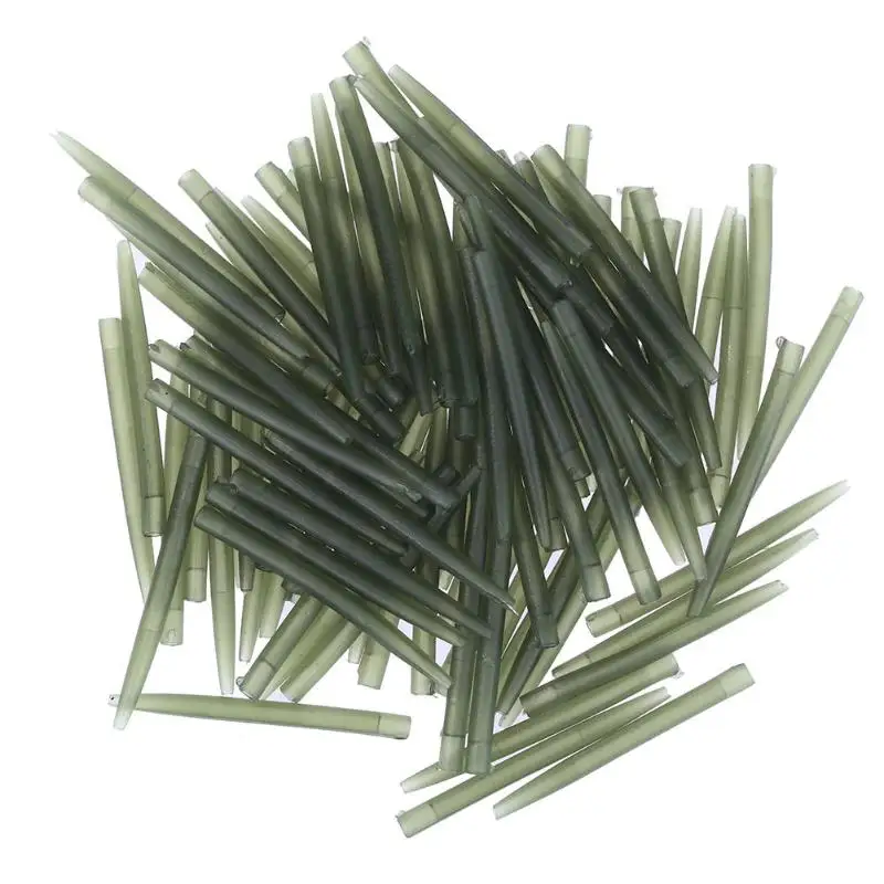 100 pcs الصيد هوك كم أنبوب الشعر تزوير أليجنر الأكمام لينة مكافحة متشابكة ميضعة محطة معالجة الكارب الصيد اكسسوارات