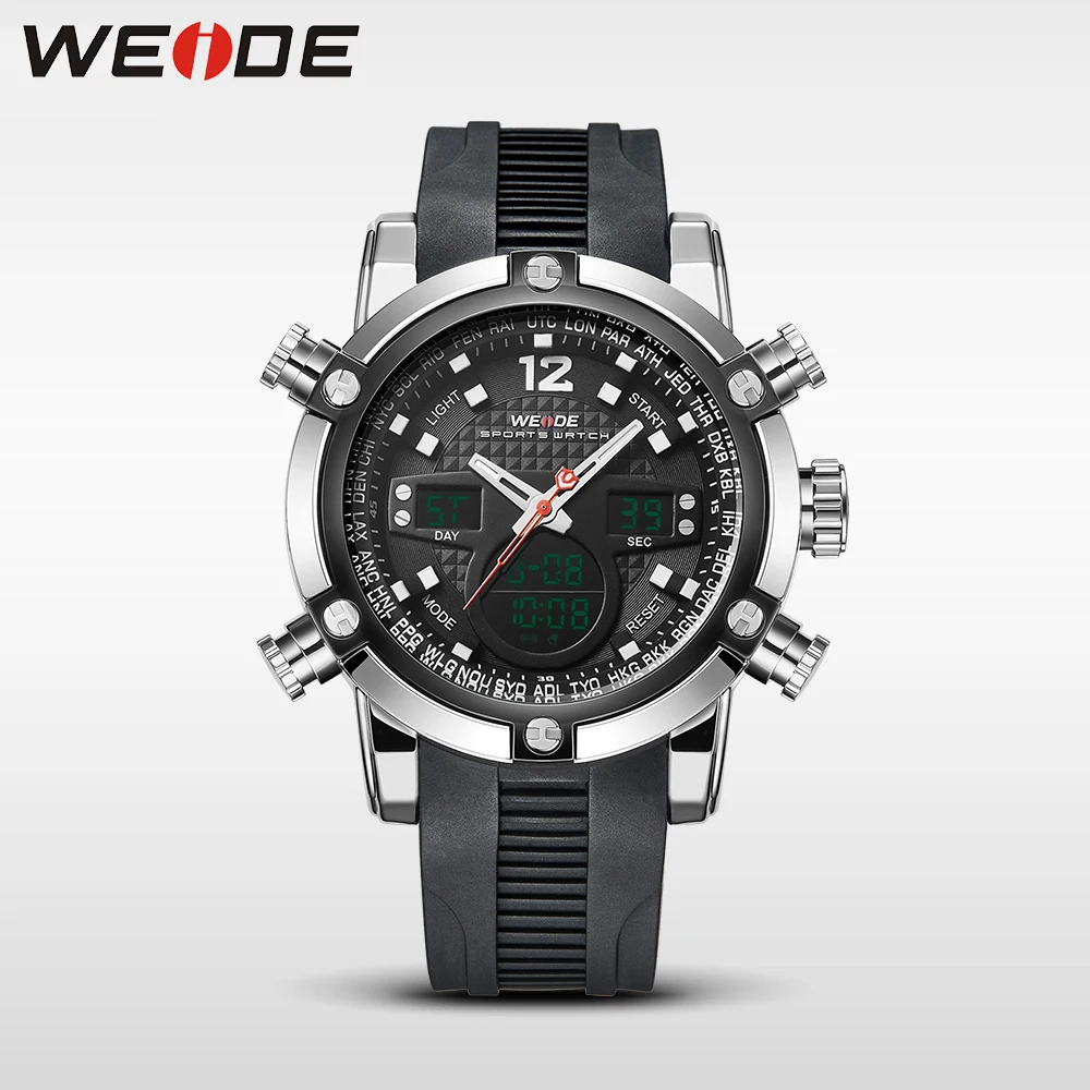 

WEIDE Quartz Watch 30 Meters Water Resistant LCD Quartz Male Relogio Stopwatch Running Sports Watches for Men / WH5205