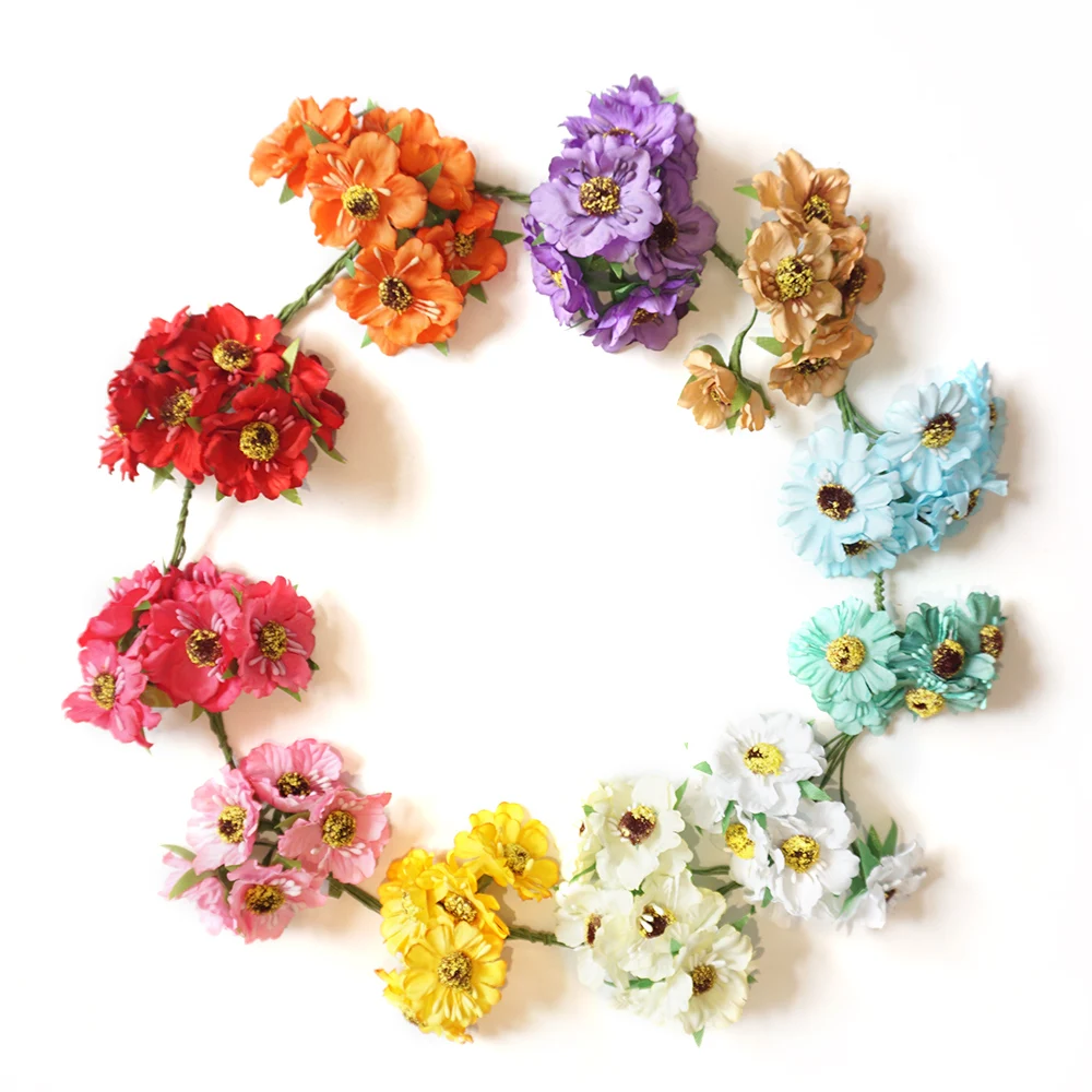 Craft Artificial Flower Mini Silk Cherry Artificial Poppy Bouquet DIY