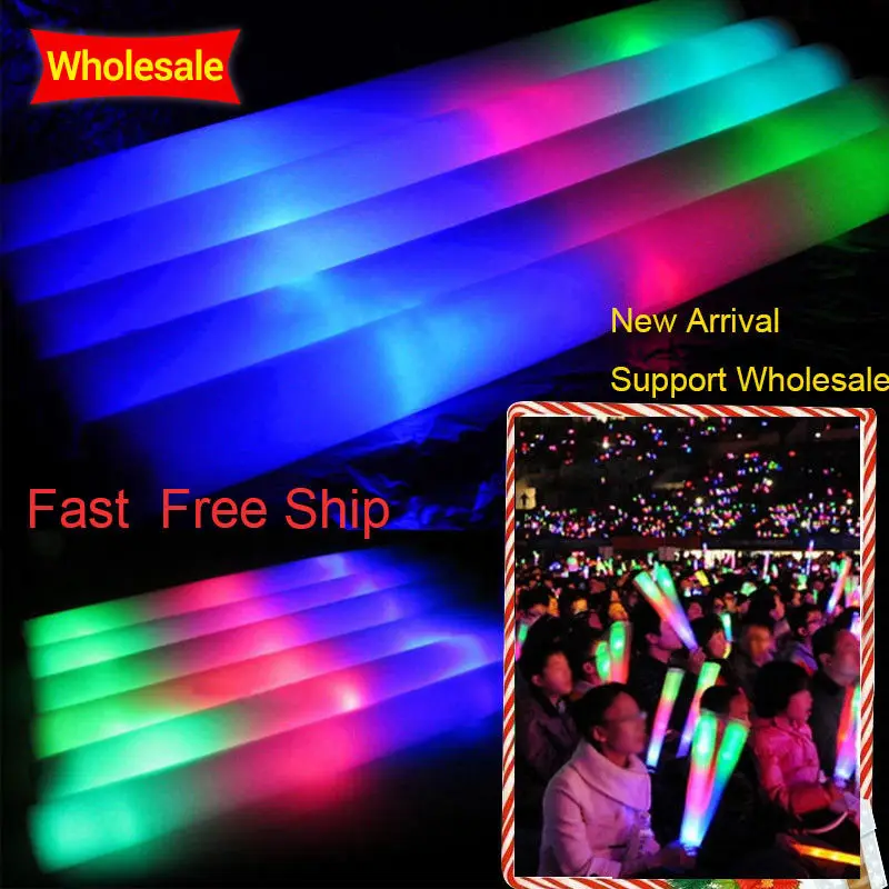 90PCSLot LED Foam Sticks Colorful Light-Up Glow Sticks Flashing Baton for Party Fluorescent Glow Rally Rave Party Festival (2)