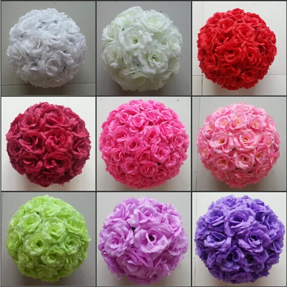 

10" 25cm Elegant Wedding Theme Artificial Roses Flower Balls Hanging Kissing Ball Craft Ornament For Party Decoration Supplies