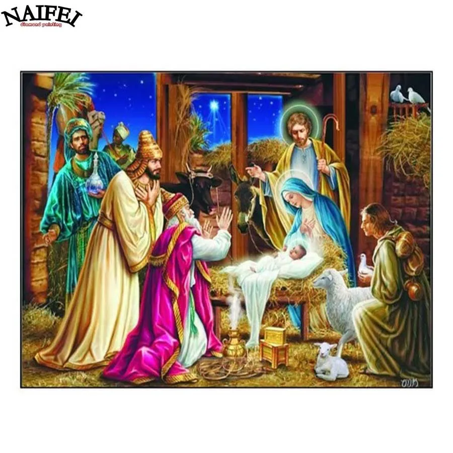 Diy full square diamond embroidery kits religious home decoration