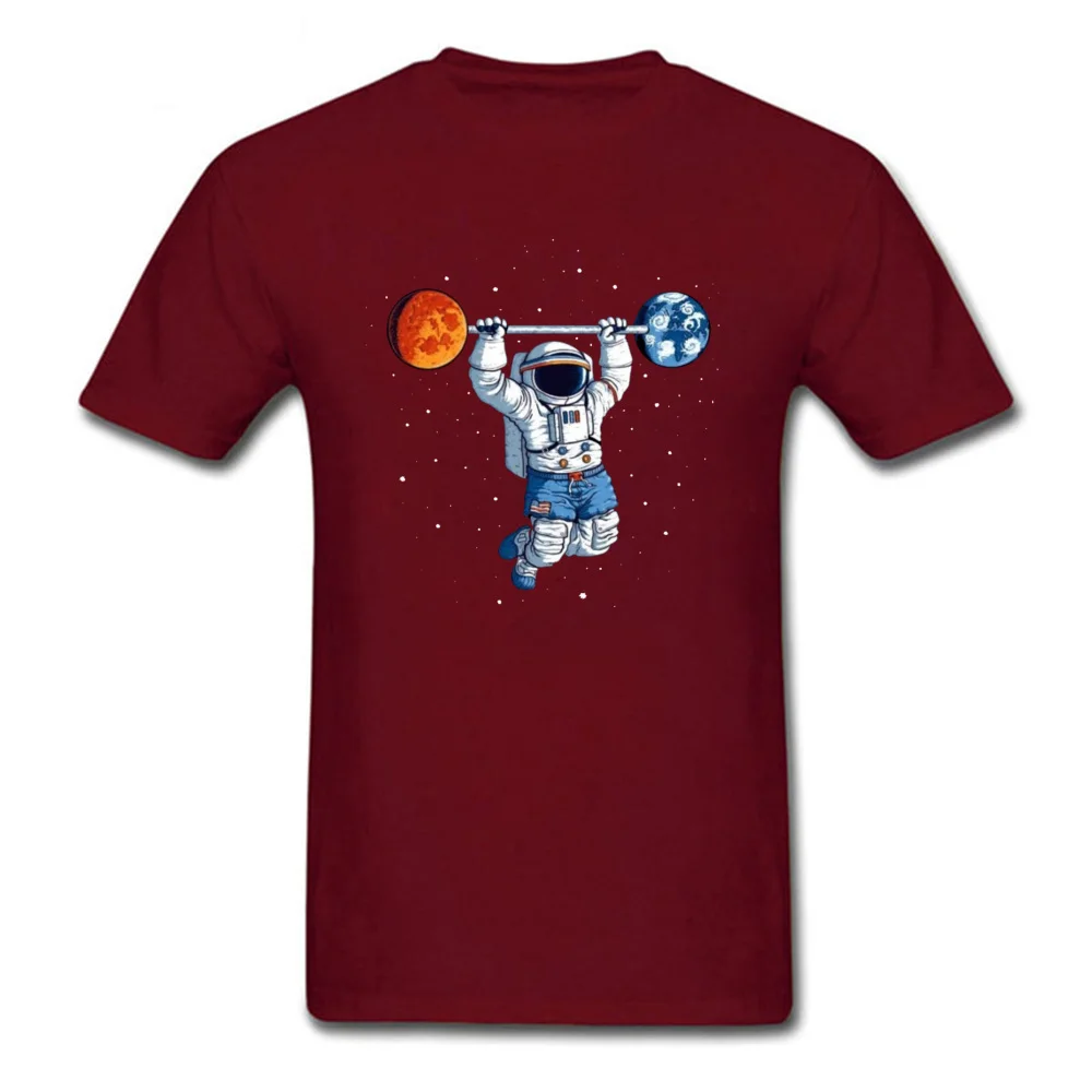 Spaceman-Weight-Lift190617 Oversized Men T-Shirt Crewneck Short Sleeve Pure Cotton Tops Shirt Family Tops T Shirt Spaceman-Weight-Lift190617 maroon