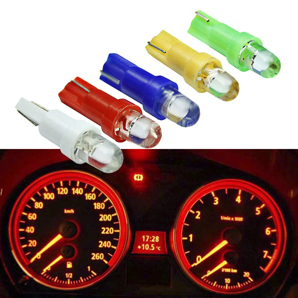 Us 0 8 20 Off 10pcs T5 Led Car Interior Dashboard Gauge Instrument Car Auto Side Wedge Light Lamp Bulb Dc 12v White Red Blue Yellow Green In Signal