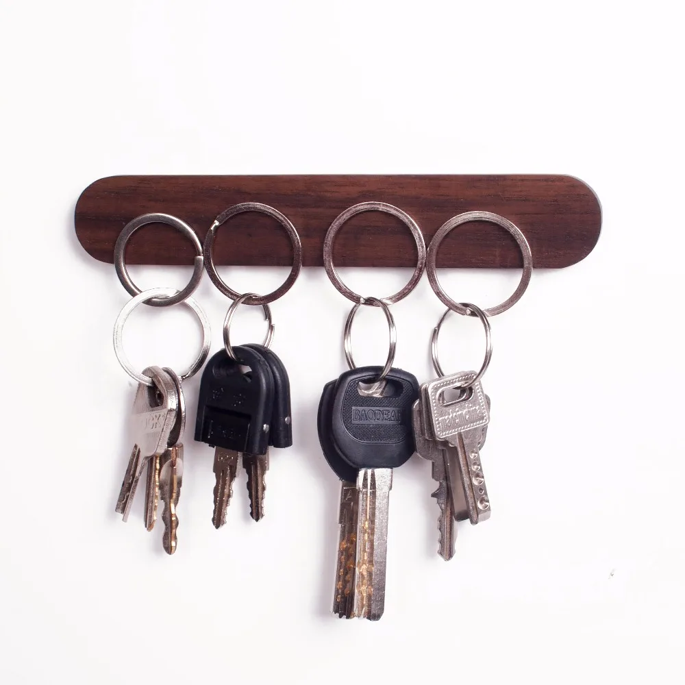 Solid wood key storage wall hanging magnetic hook multi-function magnet suction