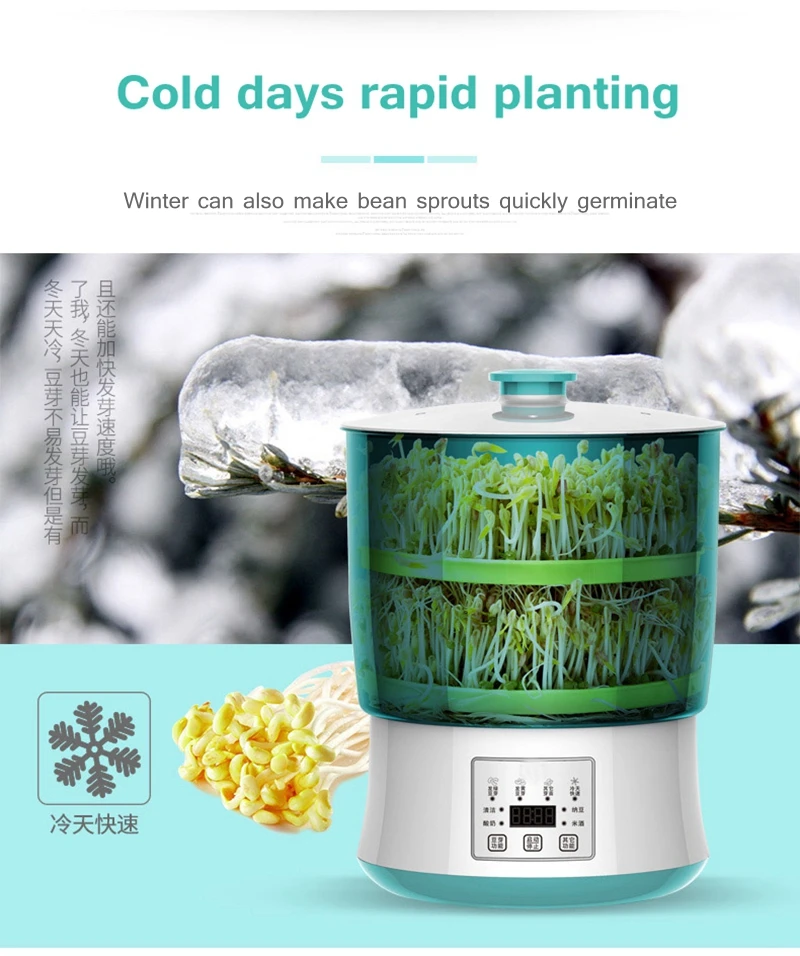 JIQI цифровой Интеллектуальный бобовые ростки машина термостат зеленый семена выращивание автоматический йогурт мейкер рисовое вино natto ферментер ЕС