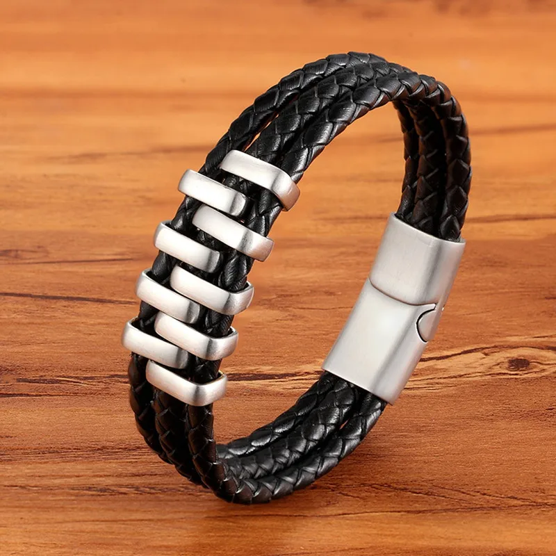 Men Magnetic Clasp Bracelet Male Leather Charm Bangle Vintage Fashion  Bracelets | eBay