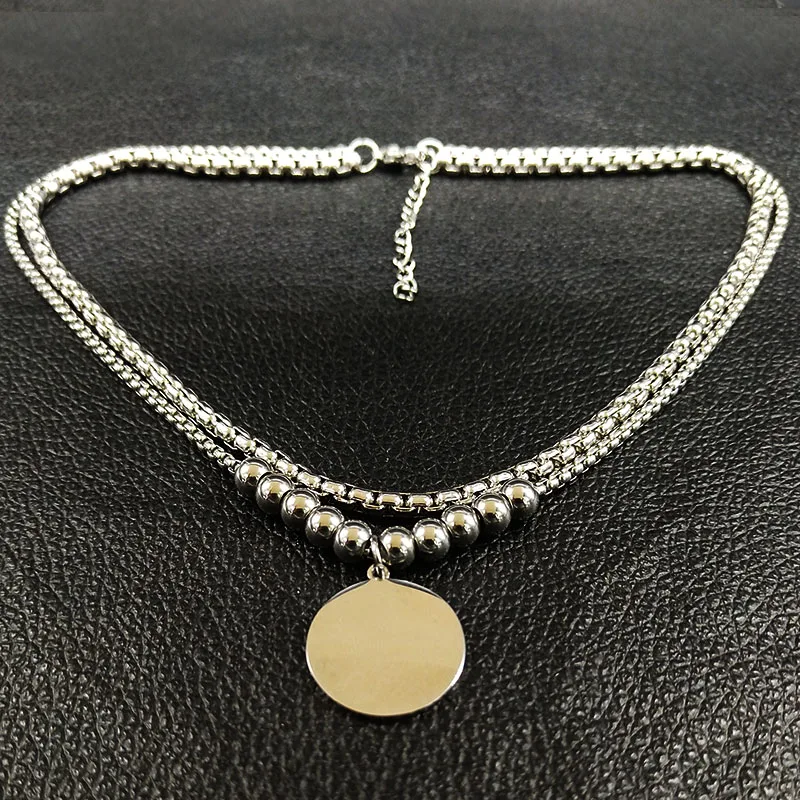 2018 de moda de doble collar de acero inoxidable para las mujeres plata Color Árbol de la vida collar joyería accesorios mujer N186705