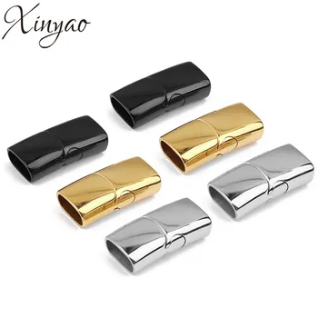 

XINYAO 1set Stainless Steel Strong Magnetic Clasps Fit 10x5mm Leather Cord Bracelet Metal End Connectors For DIY Jewelry Making