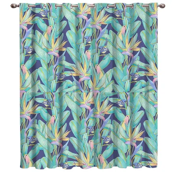 

Green and Blue Spring Brid Room Curtains Large Window Window Blinds Bathroom Kitchen Fabric Drapes Indoor Decor Kids Window