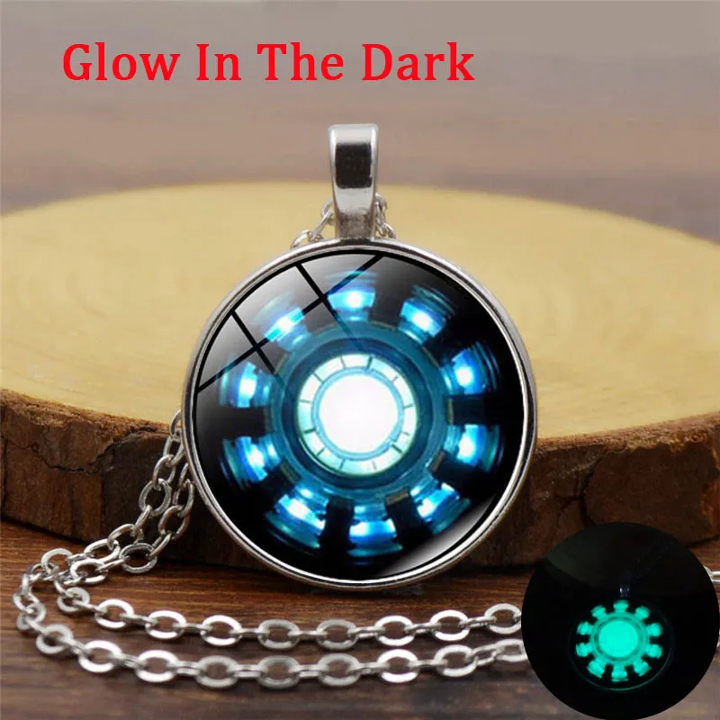 Железный человек сердце хрустальный стакан круглый кулон светится в темноте ожерелье Мстители 4 Tony Stark Супер Герои Ювелирные Изделия Сувенир