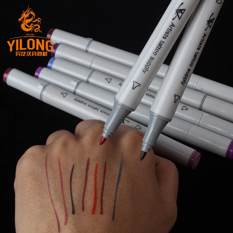 

YILONG 8pcs/box Surgical Skin Measuring Marker Eyebrow Skins Tattoo Transfer PenTattoo MeasureProfessional Acupuncture Point