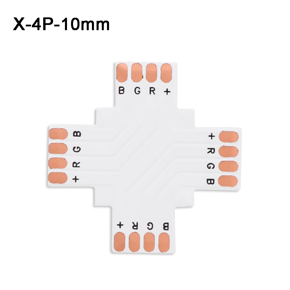 5 шт. L T X форма RGB RGBWW светодиодные полосы угловой разъем 8 мм 10 мм 12 мм 2pin 3Pin 4pin 5pin 6Pin Одноцветный RGB RGBW печатная плата Горячая - Цвет: X-4P-10MM