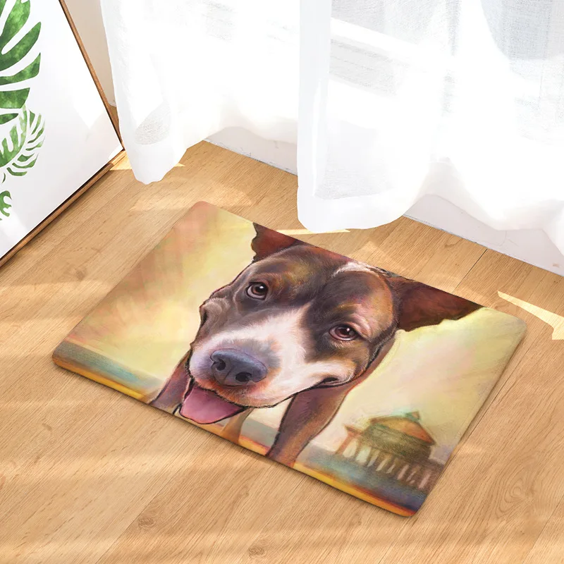 

HomeMiYN 2018 Modern Bath Mat Door Mat Lovely Dogs Bath Rug Non Slip Home Floor Foot Pads Rectangle Washable Bathroom Footpads