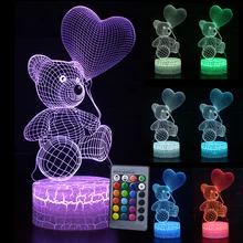 Remote & Touch Control Home decoration Color Change LED Table Desk Lamp Kids Xmas Gift Bear Night light 3D LED Night Light D30 table decor color change best gift led night light