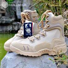 2017 Verano Botas Tácticas Militares Para Los Hombres de Combate Del Ejército Del Desierto Zapatos Botines de Cuero Genuino de la Cremallera de Seguridad Al Aire Libre