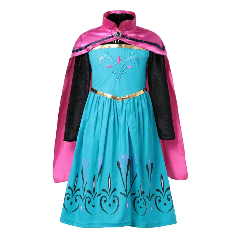 Girls Ana Elza Dress up Fancy Costume Children Snow Queen Princess Party Gown with Cloak Kids Birthday Cosplay Costume Clothing baby girl skirt apparel Dresses