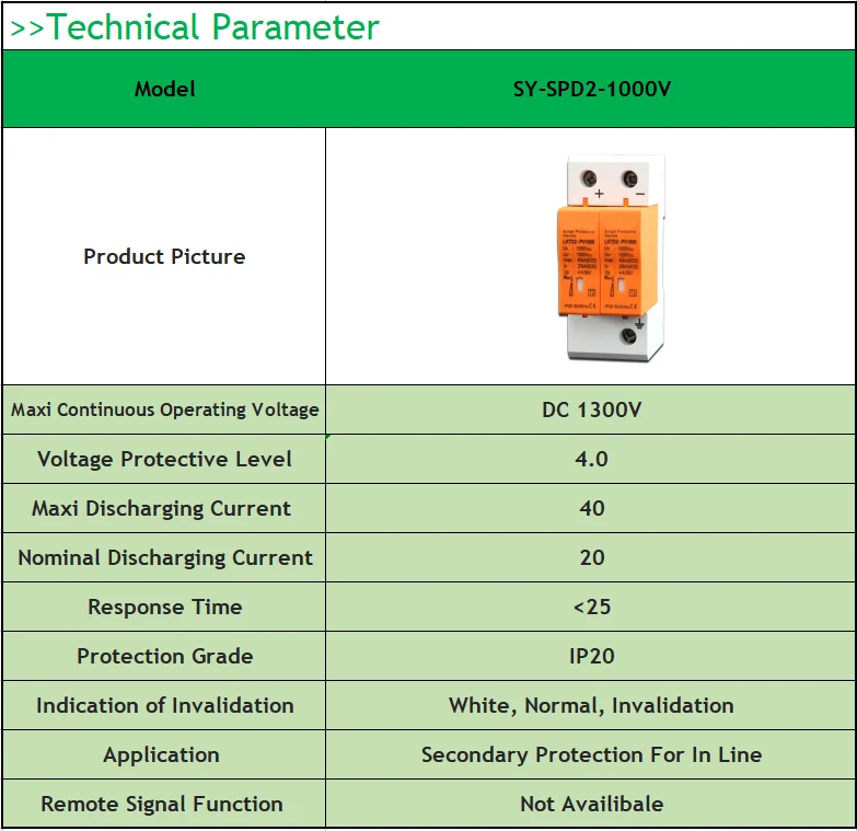 10 шт./лот 2P DC 1000V 20~ 40KA din-рейка перенапряжения защитное устройство дом Солнечной PV системы разрядник стабилизатор напряжения