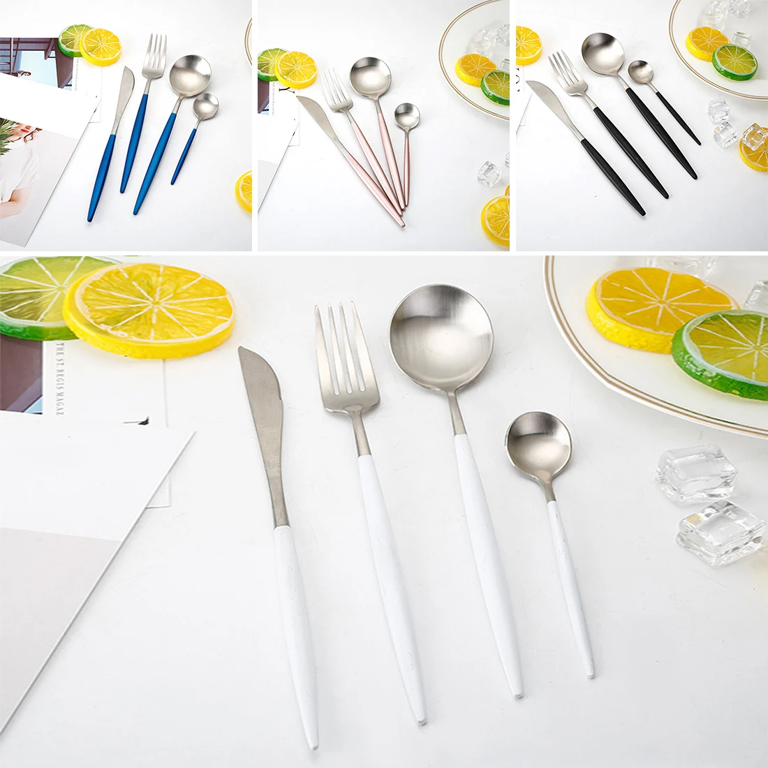 Silver 4Pcs/Set Stainless Steel Dinnerware Set Cutlery ...