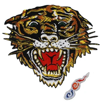 

Large Sequin Tiger Head Embroidery Cloud Applique Decorated Fabric Clothes Patches for Jacket Back Badges Craft Sewing 5 sets