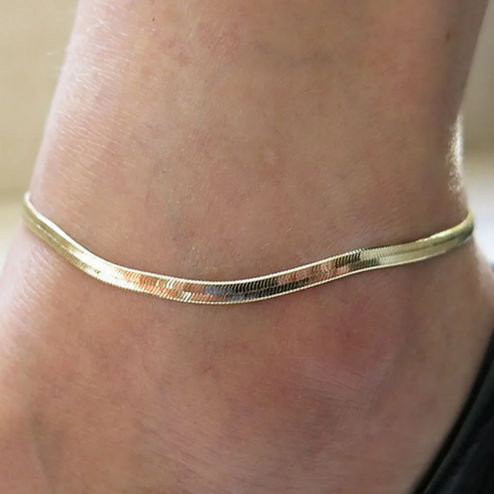 Summer Fashion Women Foot Accessories Gold Chain Anklet Herringbone